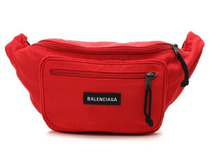 Balenciaga Explorer Belt Bag Red Black Canvas Waist